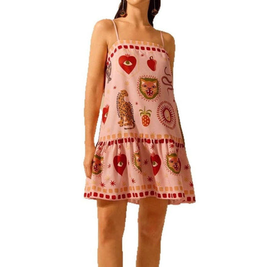 Bold Print Pink Strappy Dress