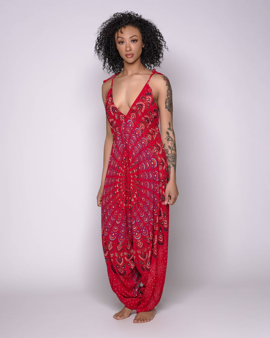 Halter Open Back Boho Flowy Jumpsuit