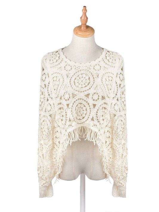 Geometric Knit  Fringed Sweater