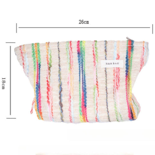 Cosbai - Beige Boho Crochet Makeup Pouch With Zipper