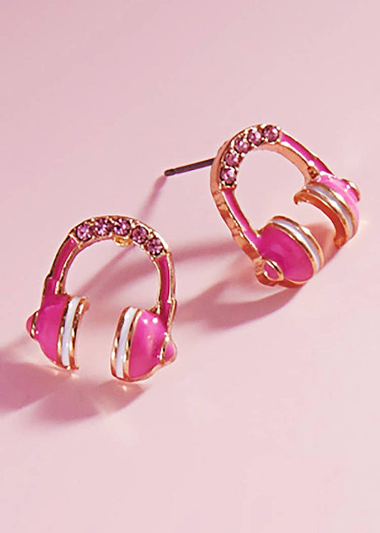 Pink Headphone Earrings